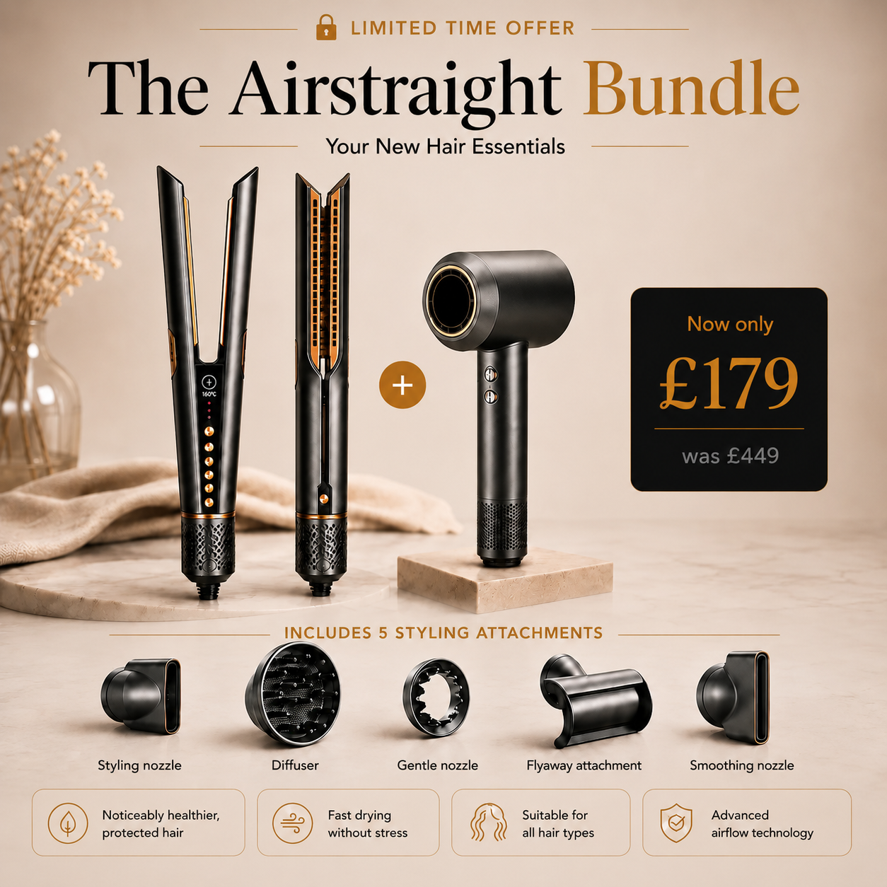Doyoo™ Airstraight Hair Straightener with Air Technology